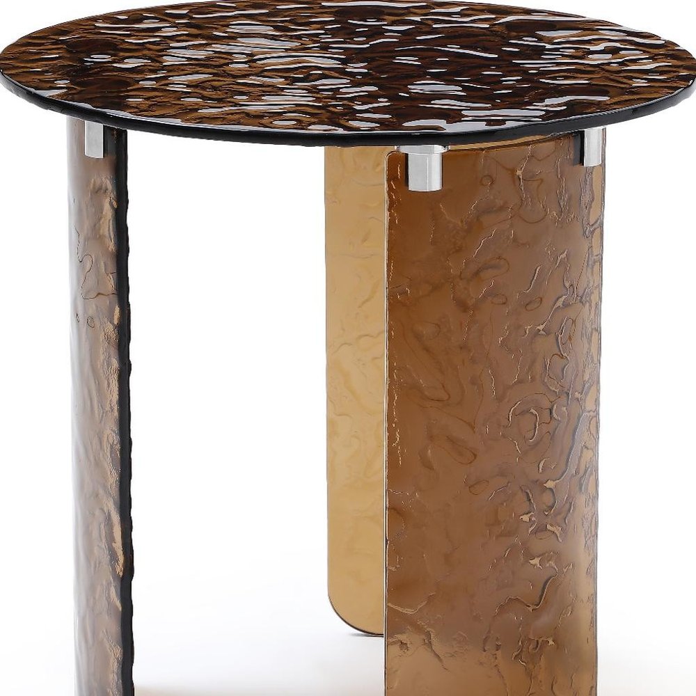 Bronze Glass Round End Table - 20-inch
