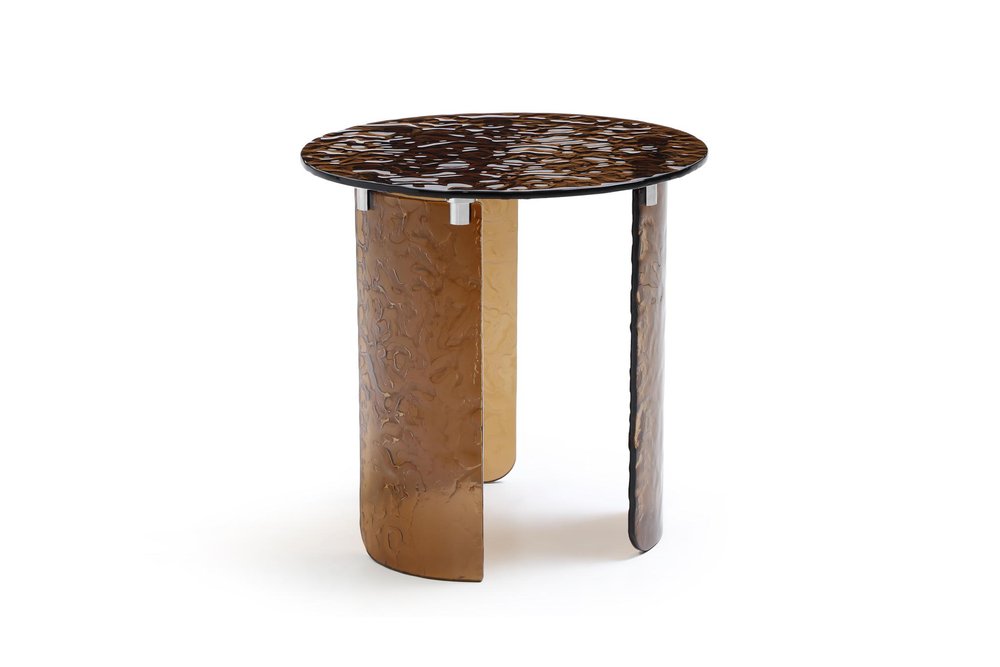 Bronze Glass Round End Table - 20-inch