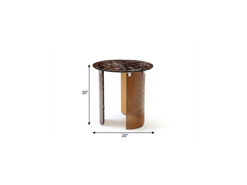 Bronze Glass Round End Table - 20-inch