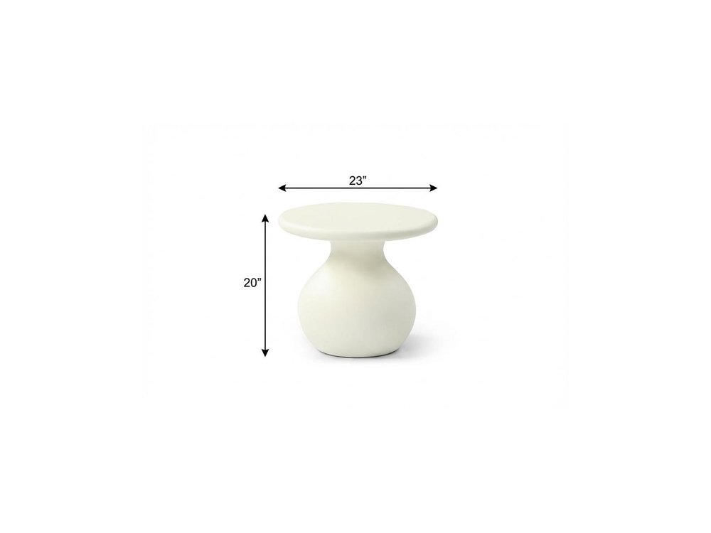 Beige Fiber Glass Round Curvaceous Pedestal End Table - 20-inch