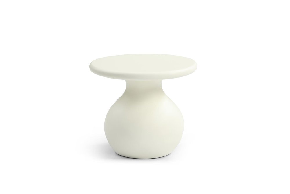 Beige Fiber Glass Round Curvaceous Pedestal End Table - 20-inch