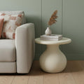 Beige Fiber Glass Round Curvaceous Pedestal End Table - 20-inch