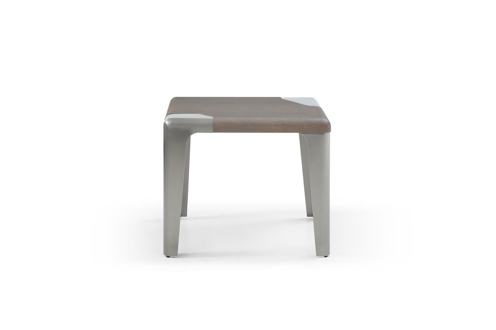 Ash Gray and Silver Wood and Stainless Steel Square End Table - 20-inch