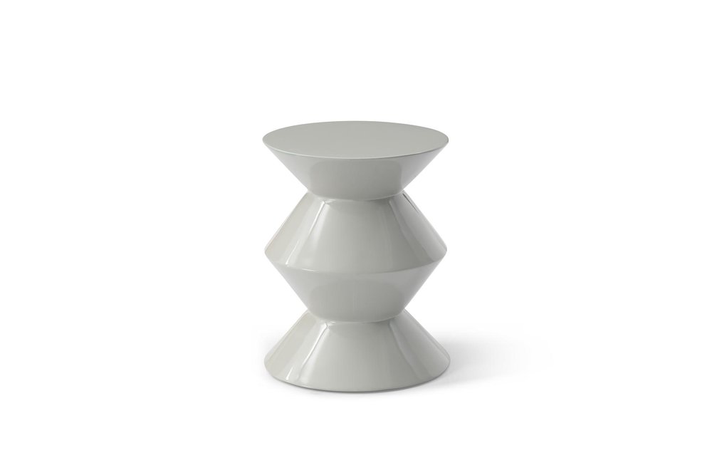 Light Gray Wood Round Top Geo Pedestal End Table - 18-inch