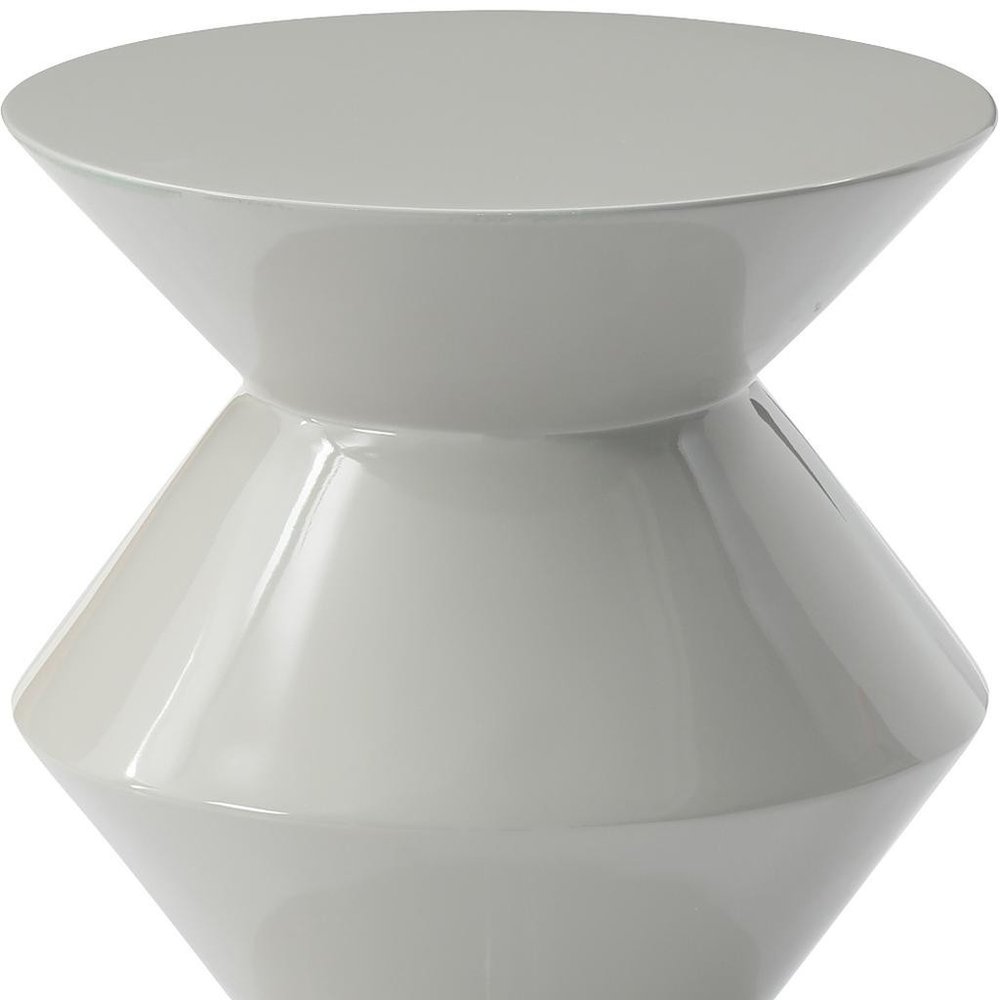 Light Gray Wood Round Top Geo Pedestal End Table - 18-inch