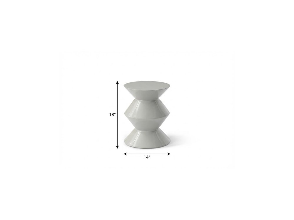 Light Gray Wood Round Top Geo Pedestal End Table - 18-inch