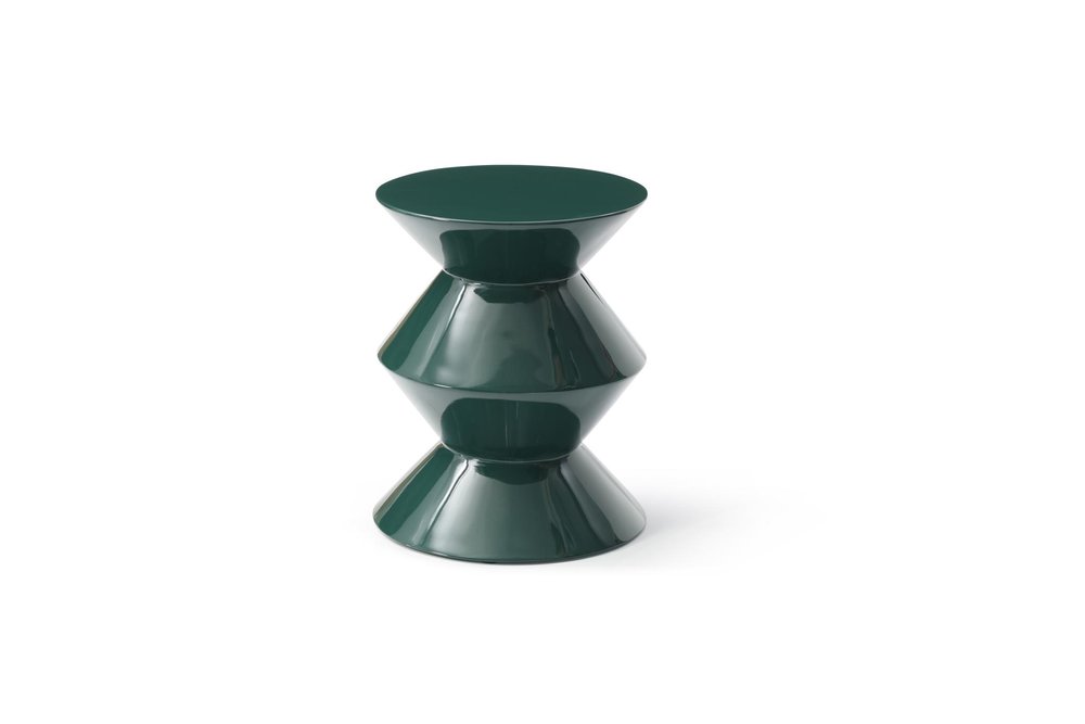 Green Wood Round Top Geo Pedestal End Table - 18-inch