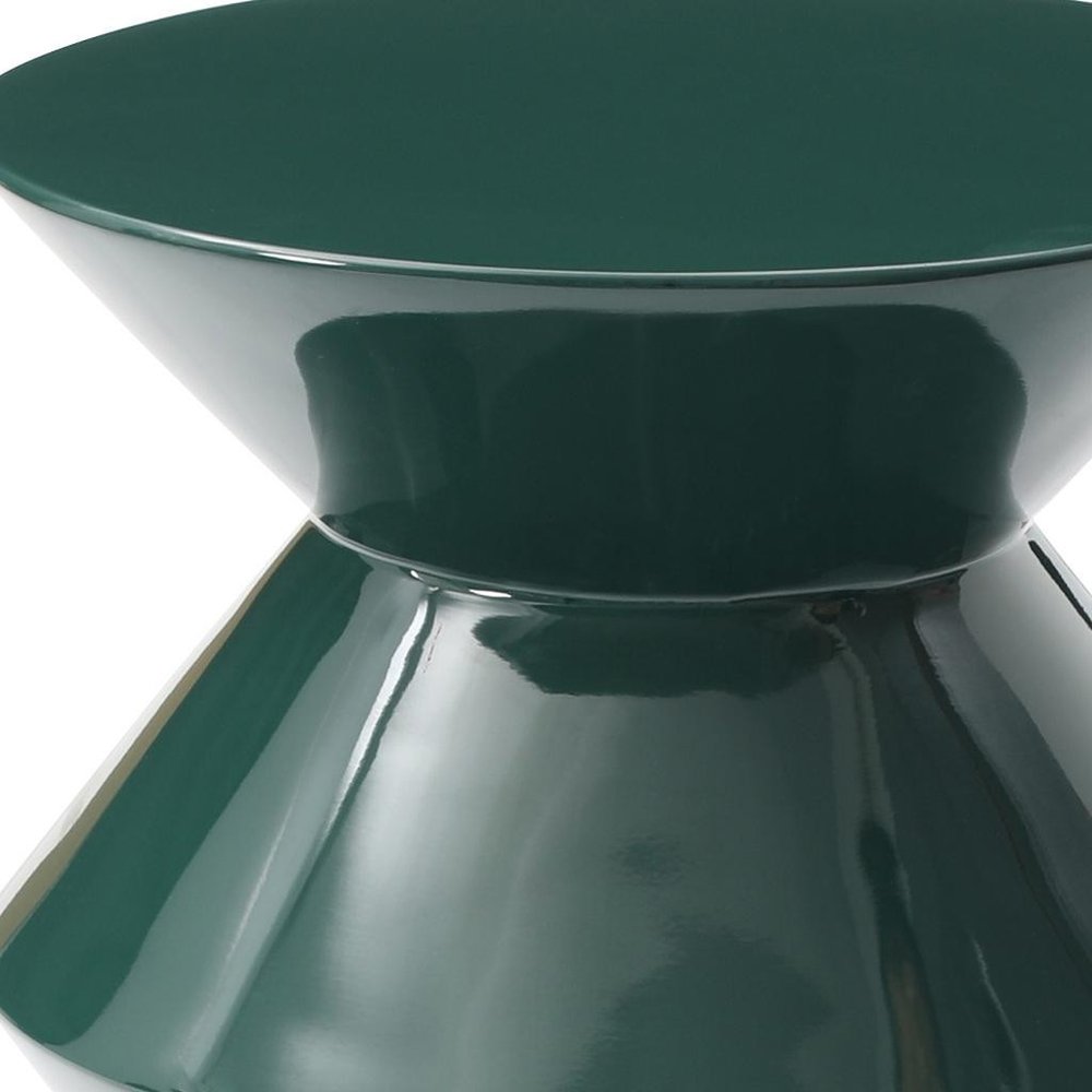 Green Wood Round Top Geo Pedestal End Table - 18-inch