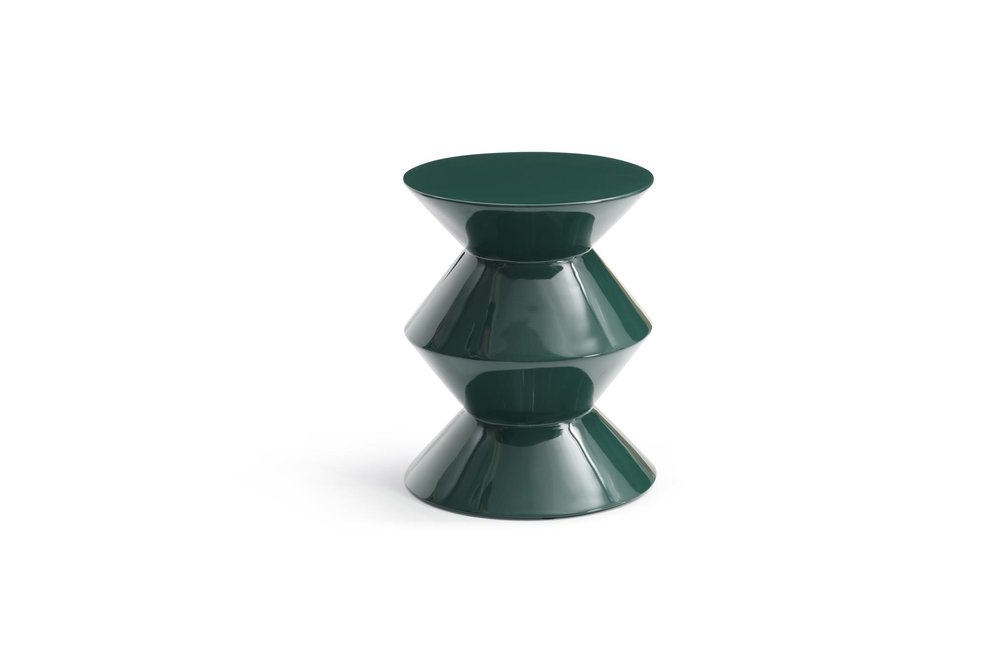 Green Wood Round Top Geo Pedestal End Table - 18-inch