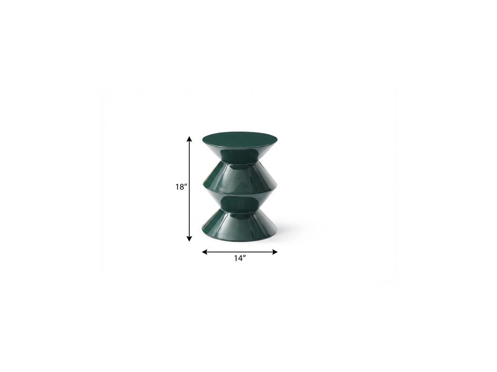 Green Wood Round Top Geo Pedestal End Table - 18-inch