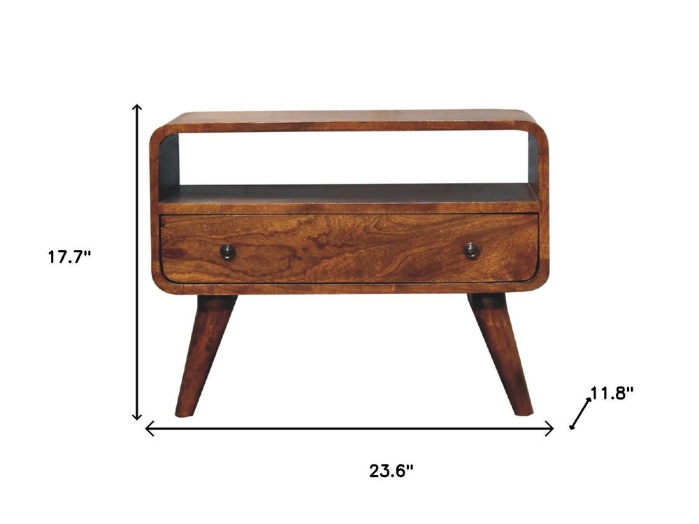 Brown Solid Wood Fireplace TV Stand - 24-inch