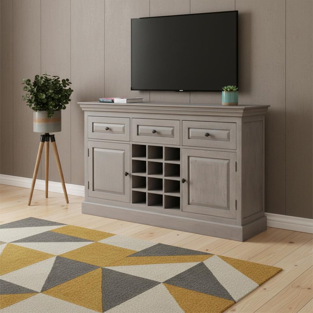 Brown Solid Wood Fireplace TV Stand - 59-inch