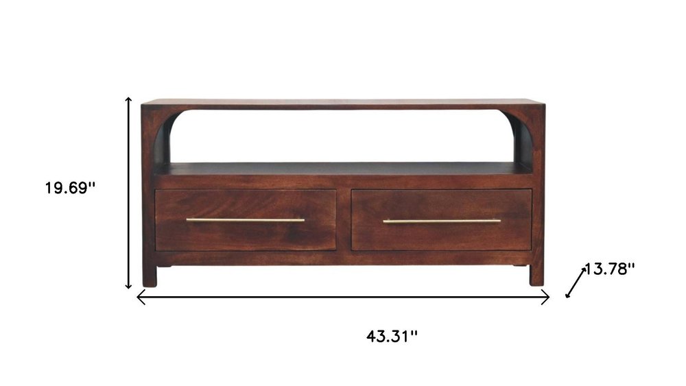 Brown Solid Wood Enclosed and Open Storage TV Stand - 43-inch