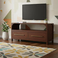 Brown Solid Wood Enclosed and Open Storage TV Stand - 43-inch