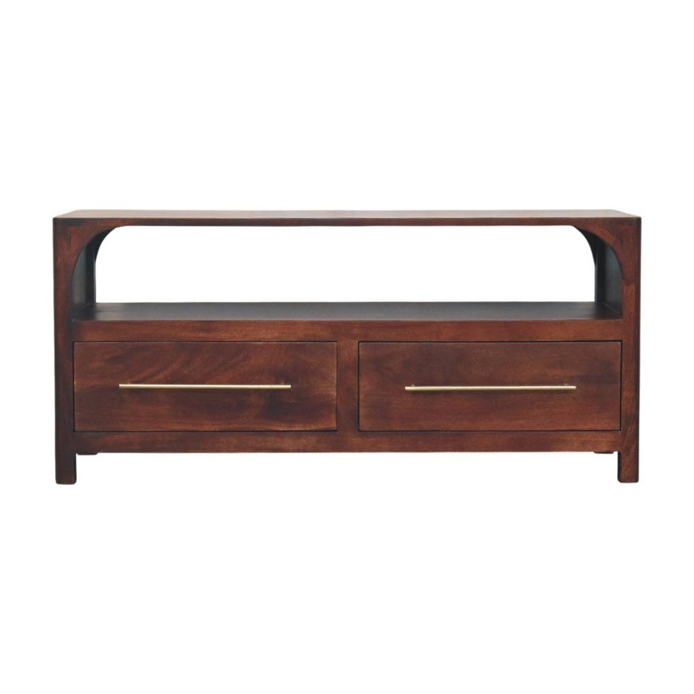 Brown Solid Wood Enclosed and Open Storage TV Stand - 43-inch