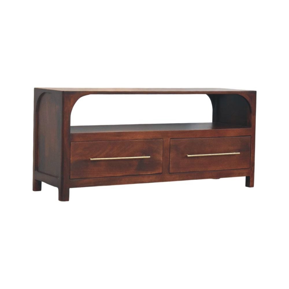 Brown Solid Wood Enclosed and Open Storage TV Stand - 43-inch