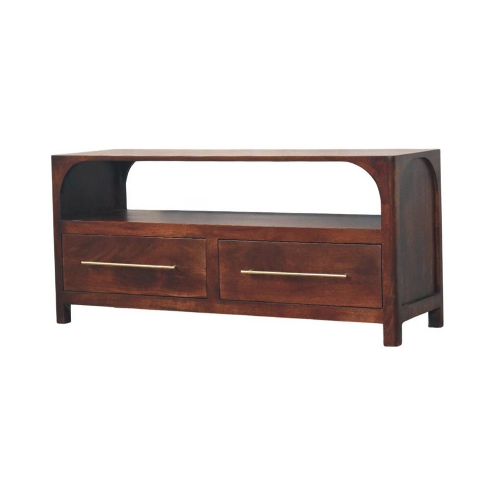 Brown Solid Wood Enclosed and Open Storage TV Stand - 43-inch