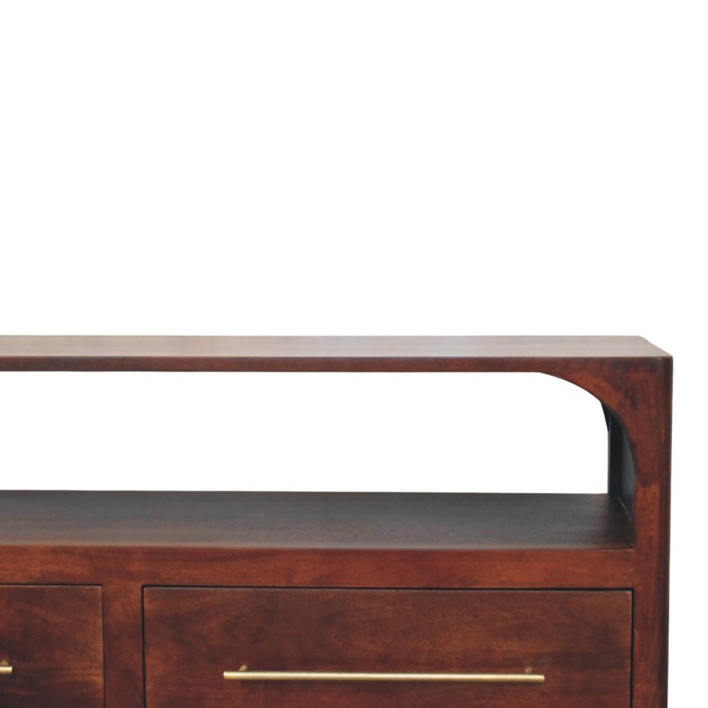 Brown Solid Wood Enclosed and Open Storage TV Stand - 43-inch