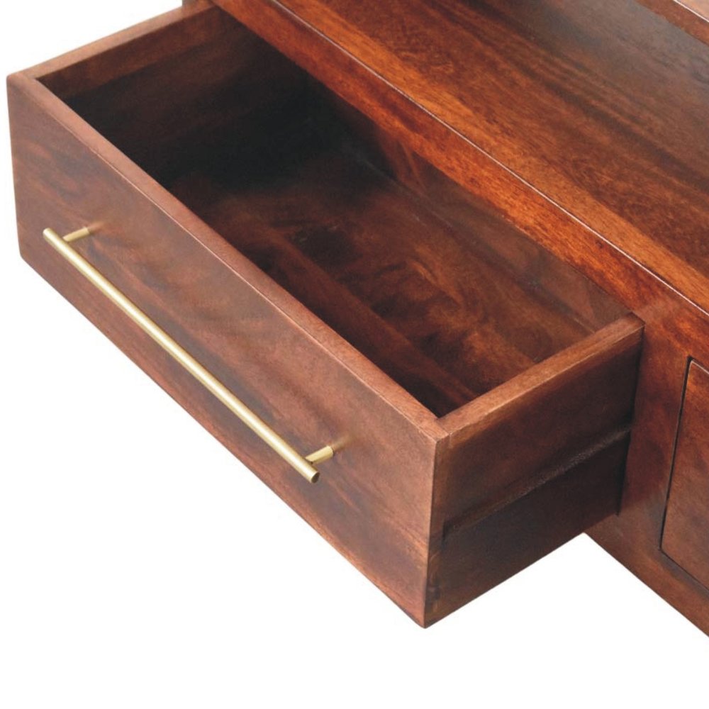 Brown Solid Wood Enclosed and Open Storage TV Stand - 43-inch