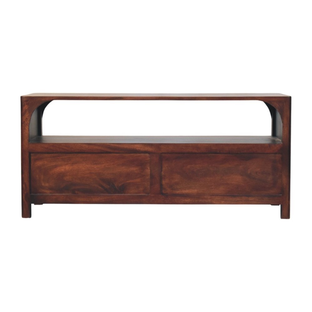 Brown Solid Wood Enclosed and Open Storage TV Stand - 43-inch