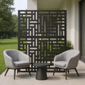 Black Steel Three Panel Screen Room Divider - 72-inch