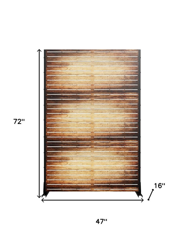 Brown Steel Three Panel Screen Room Divider - 72-inch