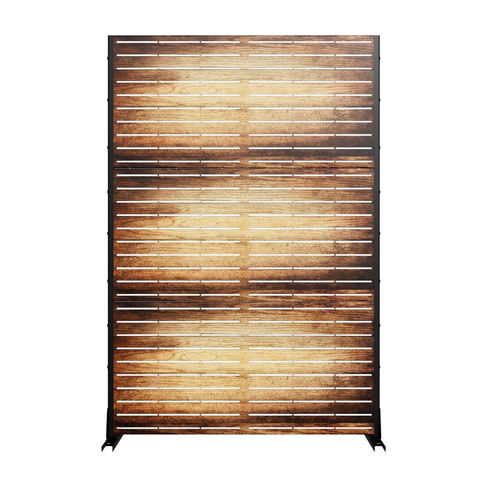 Brown Steel Three Panel Screen Room Divider - 72-inch