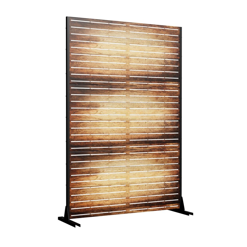 Brown Steel Three Panel Screen Room Divider - 72-inch
