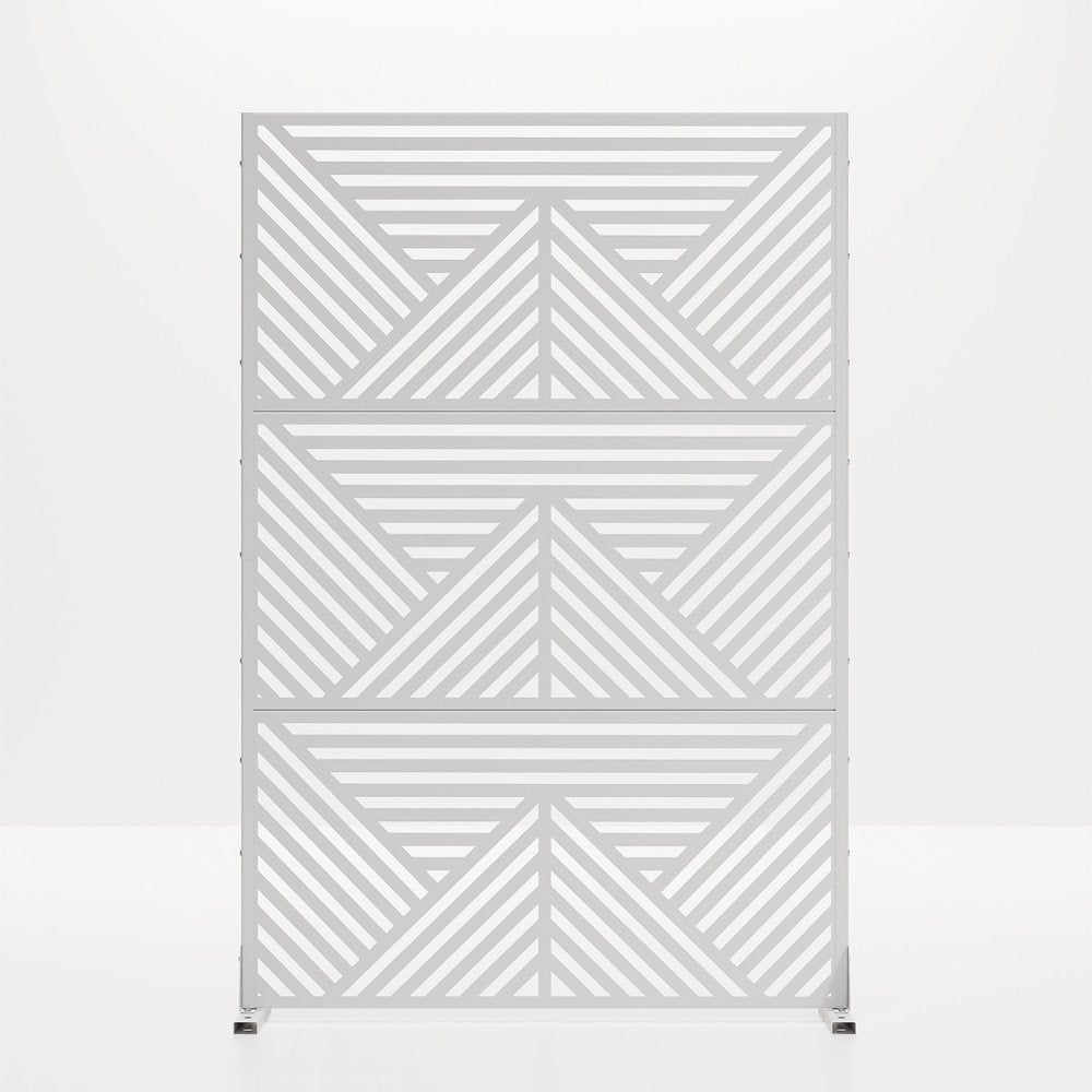 White Steel Three Panel Screen Room Divider - 72-inch