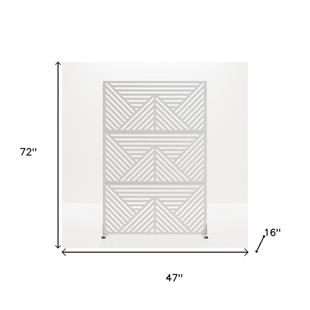 White Steel Three Panel Screen Room Divider - 72-inch