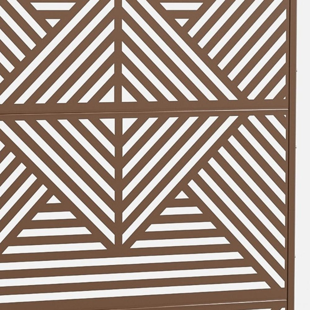 Brown Steel Three Panel Screen Room Divider - 72-inch