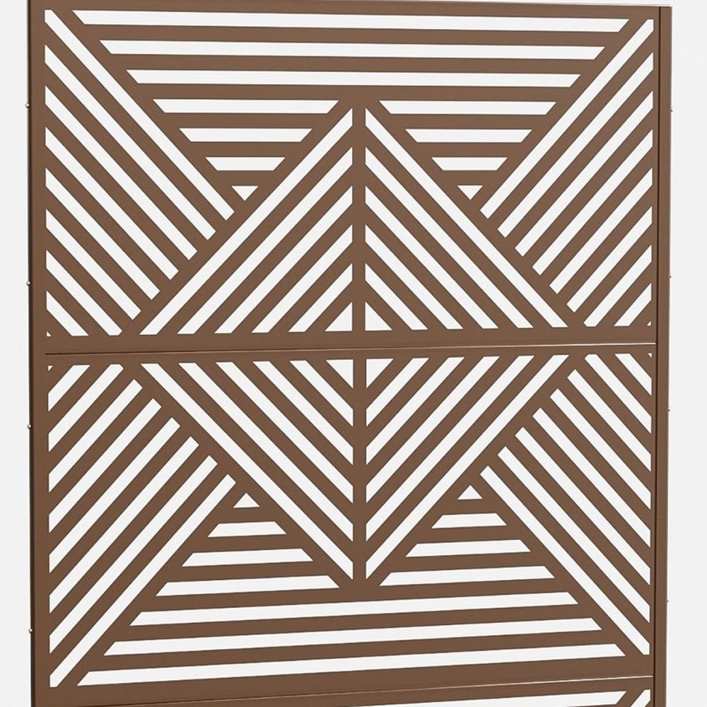 Brown Steel Three Panel Screen Room Divider - 72-inch