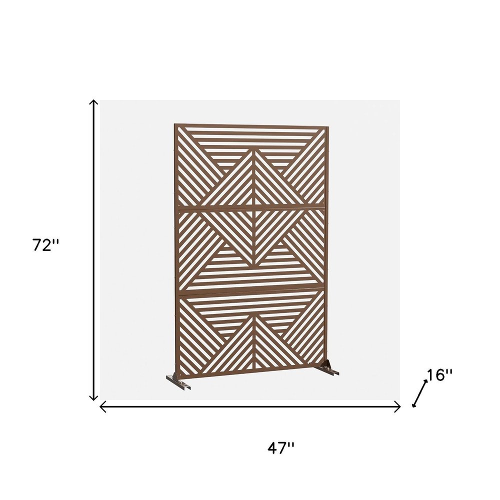 Brown Steel Three Panel Screen Room Divider - 72-inch
