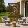 Brown Steel Three Panel Screen Room Divider - 72-inch
