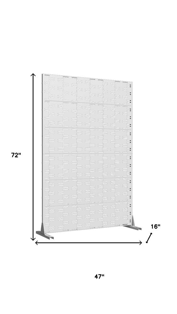 White Steel Six Panel Screen Room Divider - 72-inch