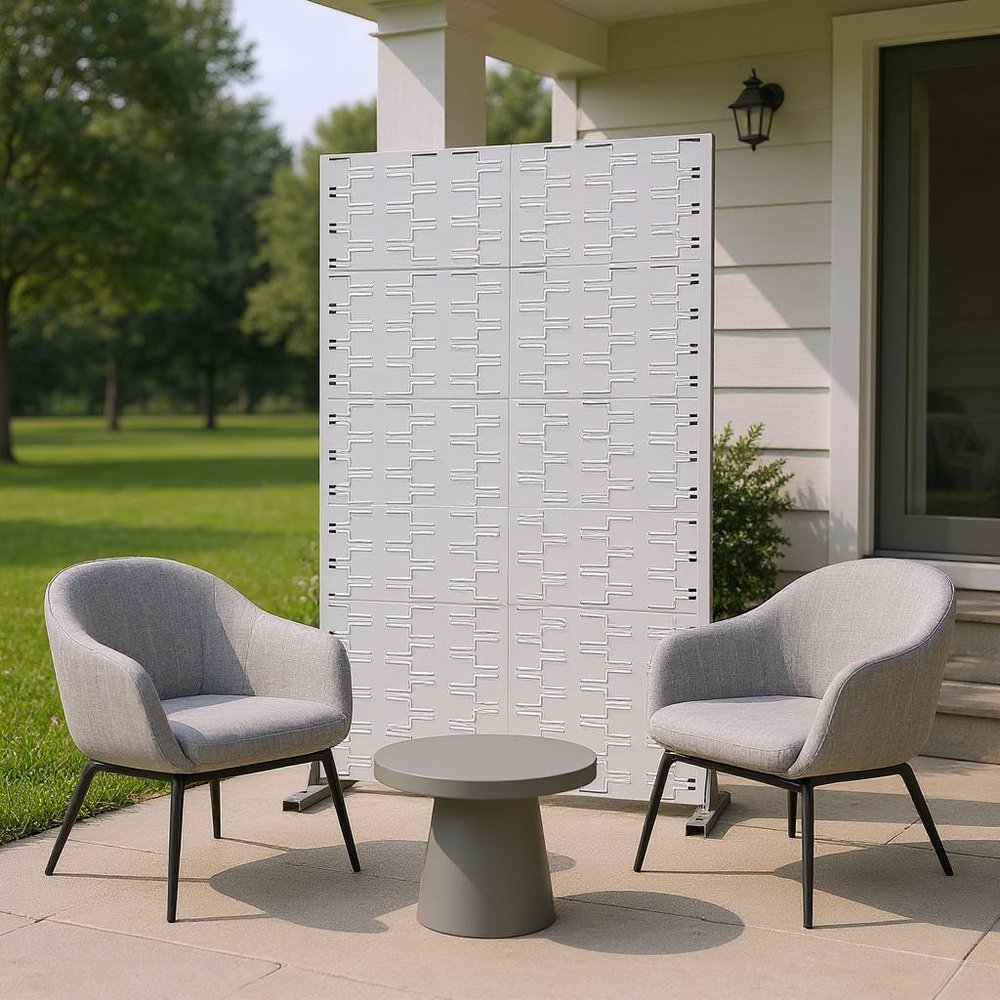 White Steel Six Panel Screen Room Divider - 72-inch