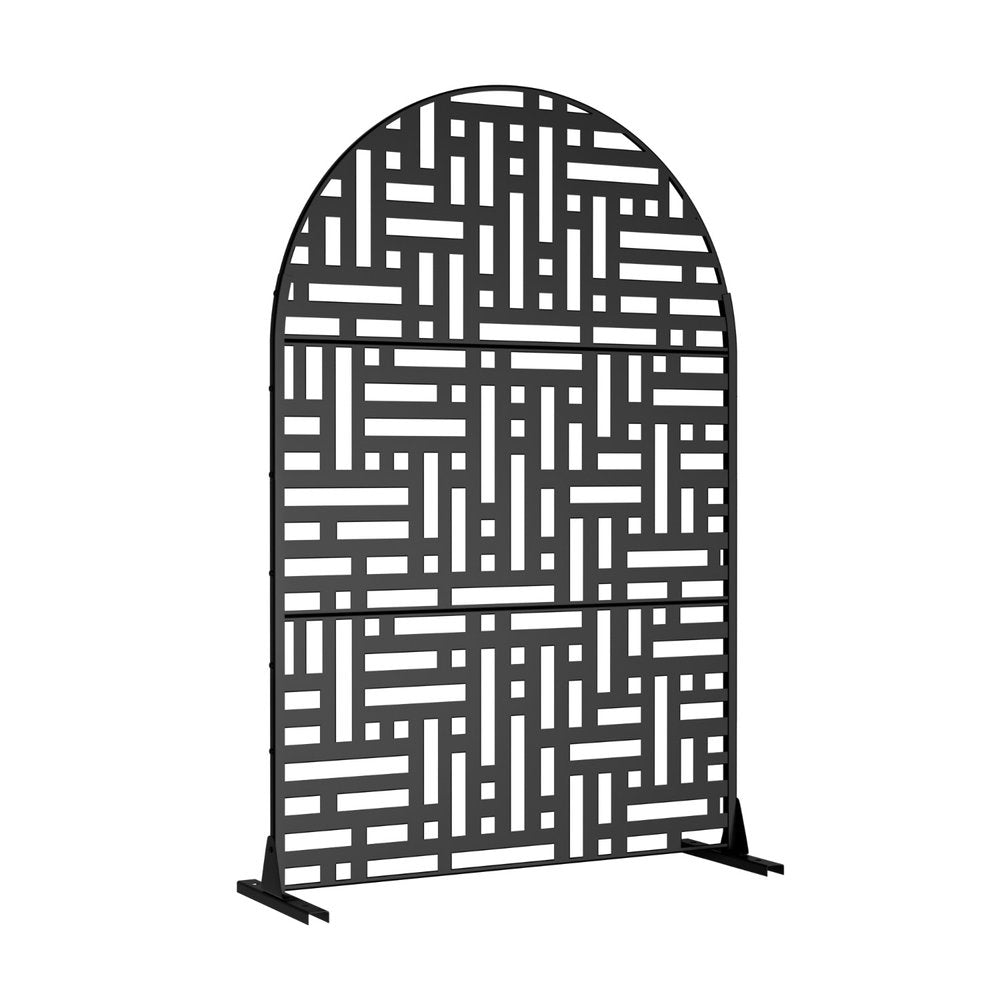 Black Steel Three Panel Screen Room Divider - 72-inch
