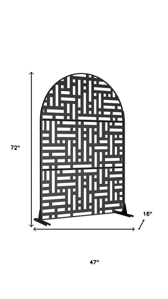 Black Steel Three Panel Screen Room Divider - 72-inch