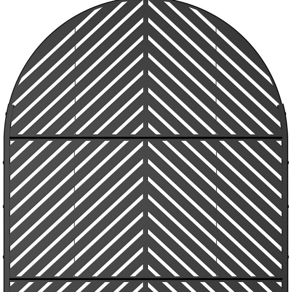 Black Steel Three Panel Screen Room Divider - 72-inch