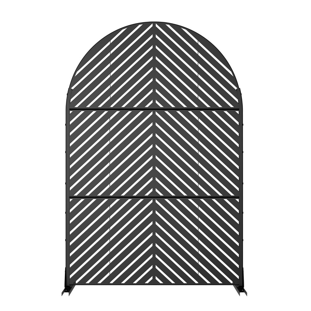 Black Steel Three Panel Screen Room Divider - 72-inch