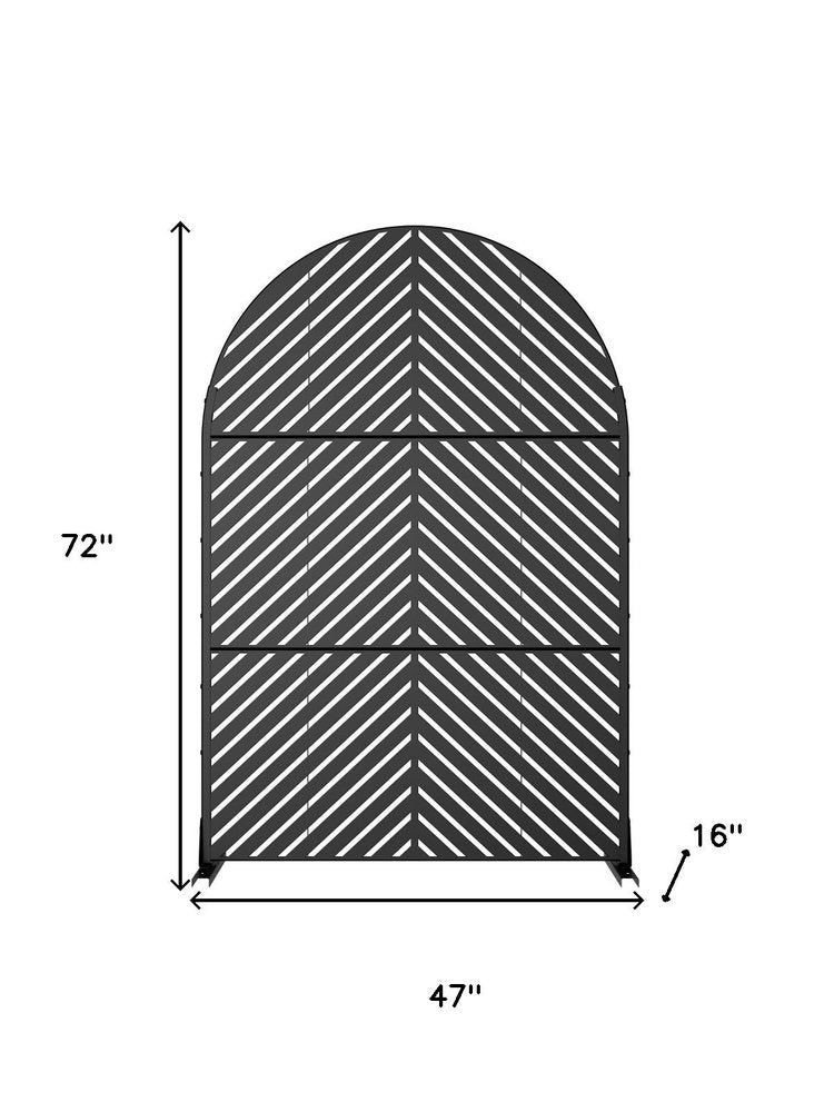 Black Steel Three Panel Screen Room Divider - 72-inch
