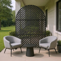 Black Steel Three Panel Screen Room Divider - 72-inch