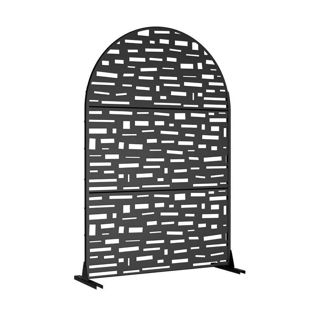 Black Steel Three Panel Screen Room Divider - 72-inch