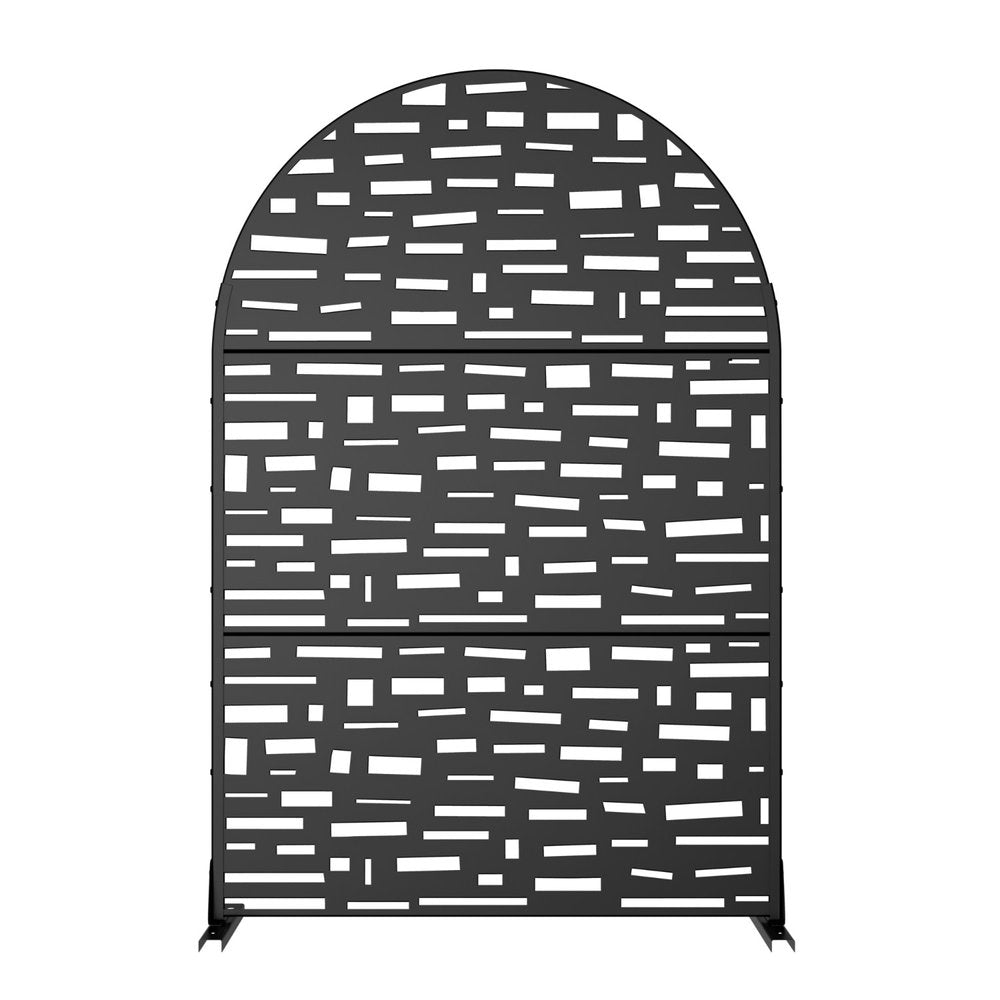 Black Steel Three Panel Screen Room Divider - 72-inch