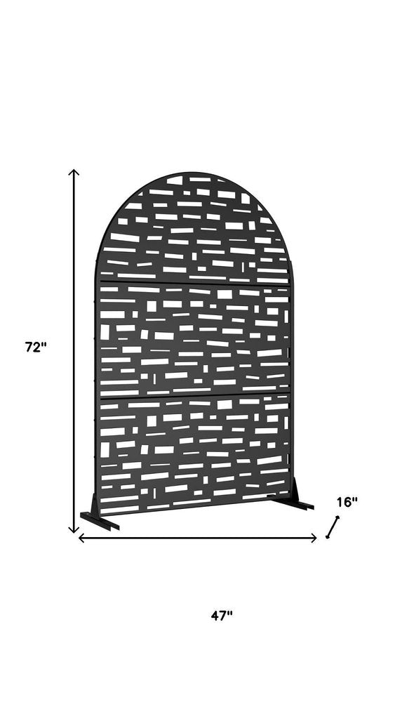 Black Steel Three Panel Screen Room Divider - 72-inch