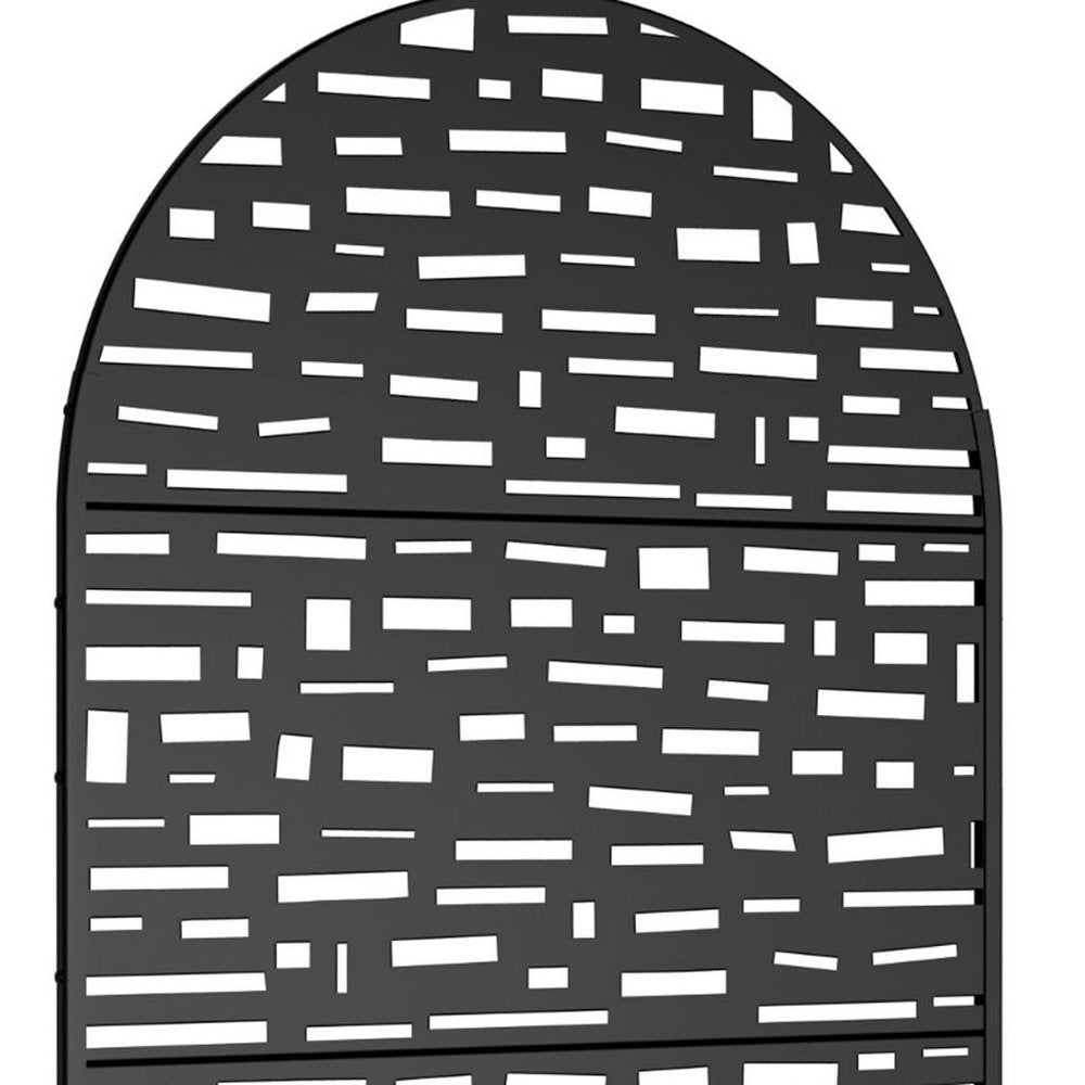 Black Steel Three Panel Screen Room Divider - 72-inch