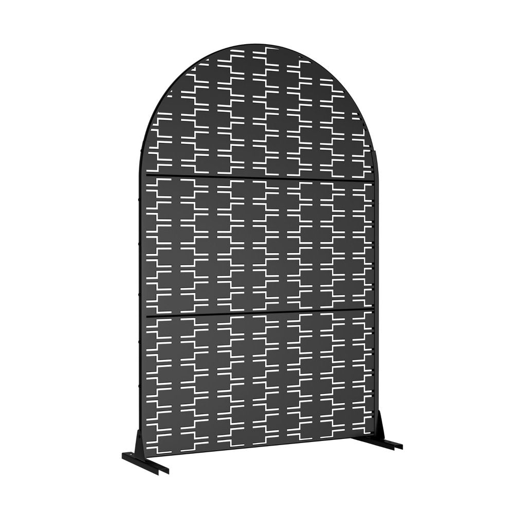 Black Steel Three Panel Screen Room Divider - 72-inch