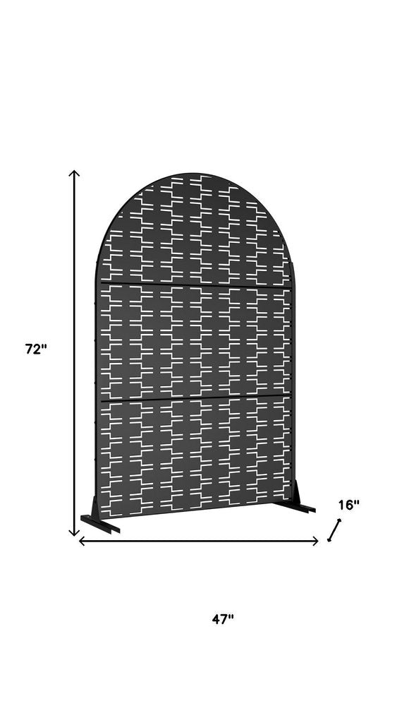 Black Steel Three Panel Screen Room Divider - 72-inch