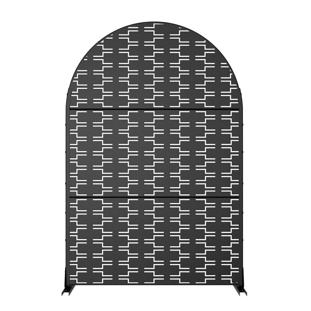Black Steel Three Panel Screen Room Divider - 72-inch
