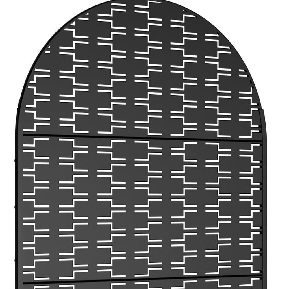 Black Steel Three Panel Screen Room Divider - 72-inch